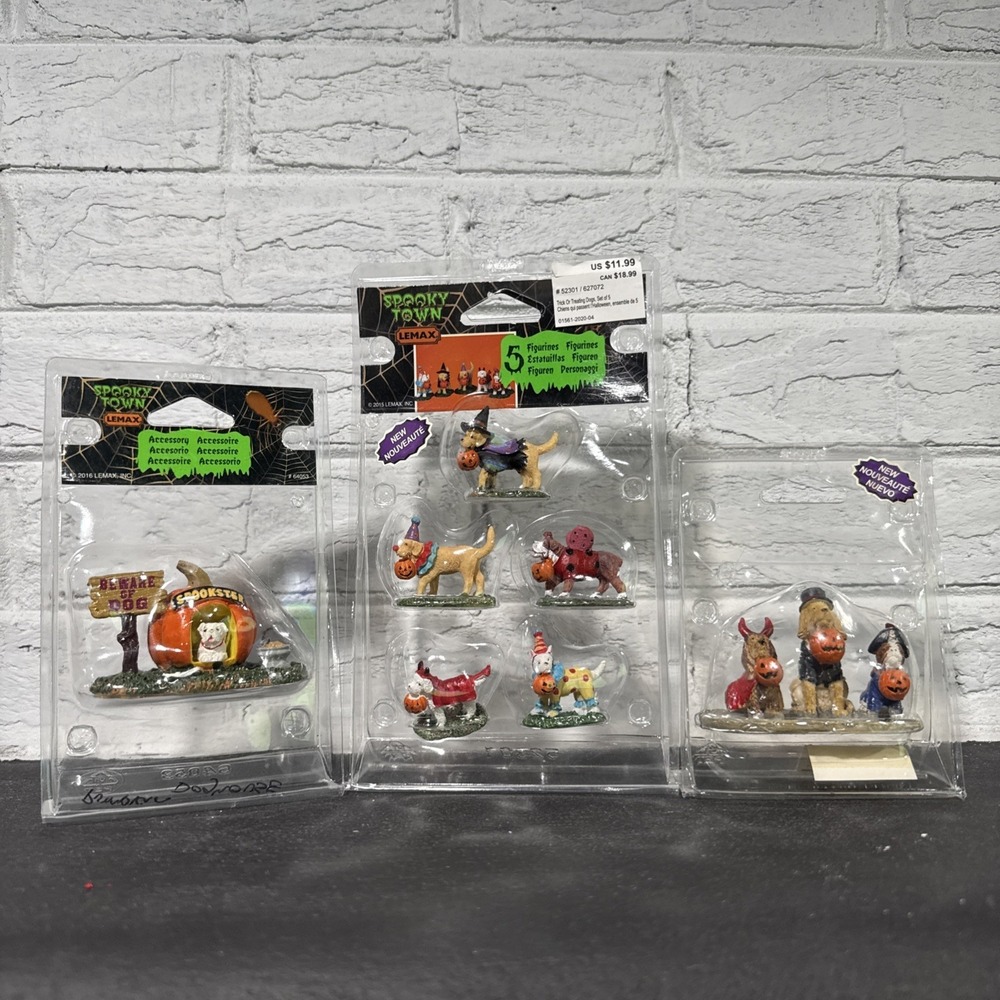 Lemax Spooky Town Halloween Village Accessory Figure Lot Dogs Pets Costumes